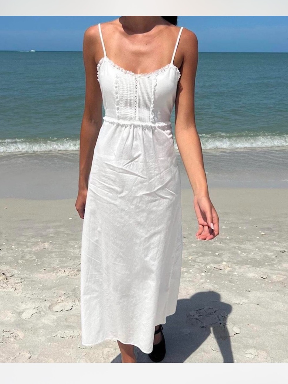Brandy Melville Navy Blue Midi Dress with Lace Trim - Picture 2 of 8
